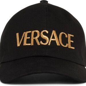 Versace Luxury Black Hat with Gold Logo
